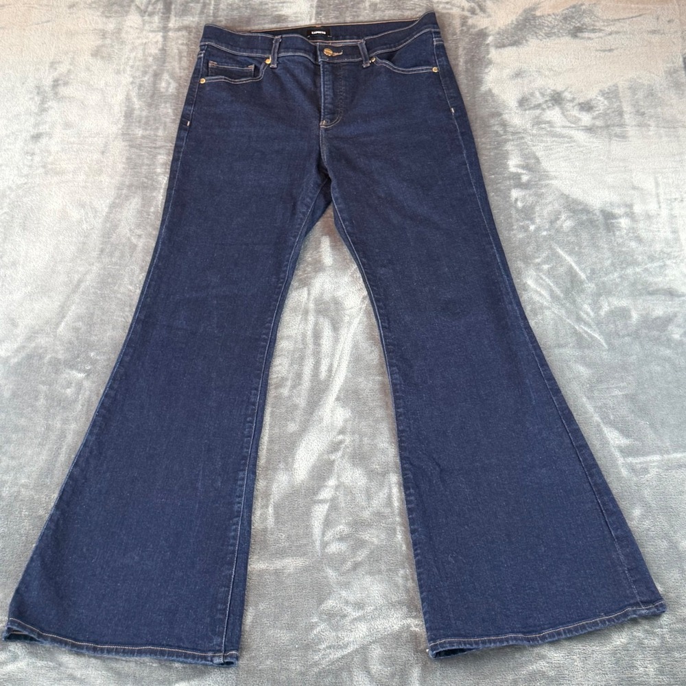 Express Women's Jeans 70's Flare Mid‎ Rise Size 8 R Dark Wash